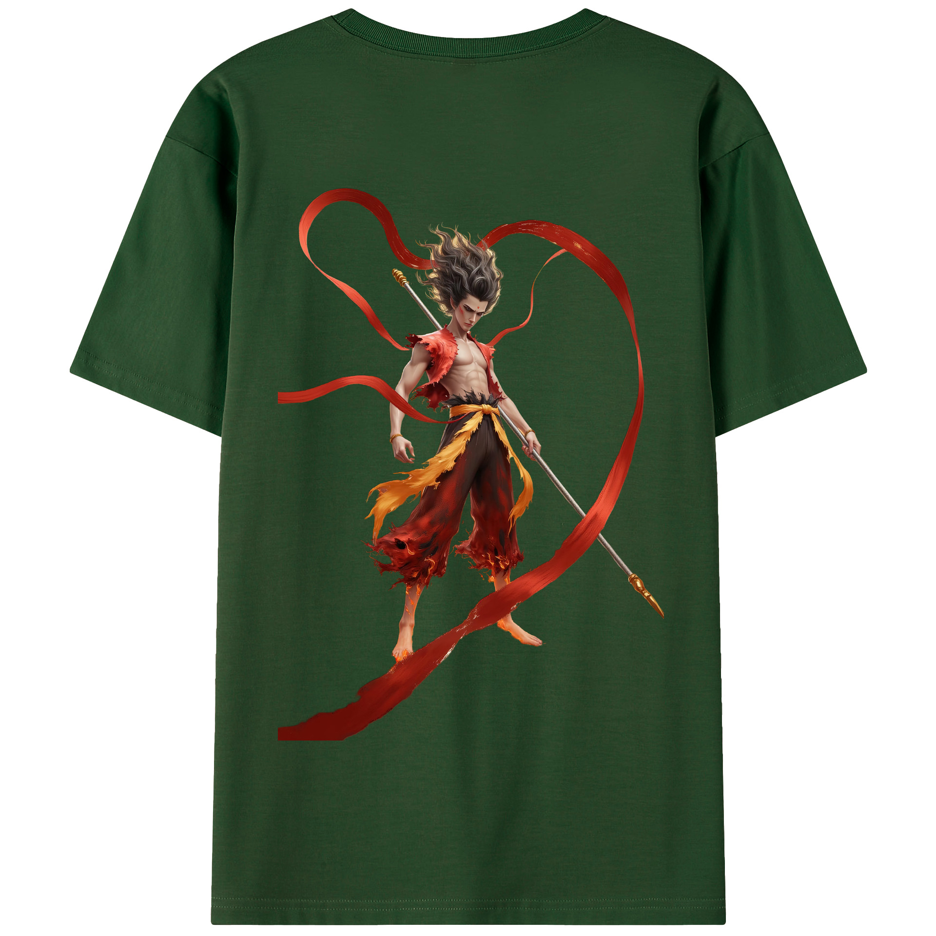 （画像用） Ne Zha 2 ナタ 魔童の大暴れ 綿100％半袖Tシャツ（背面プリント）